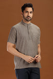 GREY DOBBY COTTON SHORT KURTA HALF SLEEVES