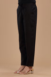BLACK COTTON SLUB PANTS