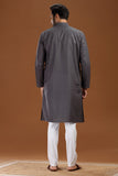 GREY LINEN COTTON LONG KURTA