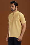 BEIGE LINEN COTTON HALF SLEEVES SHORT KURTA