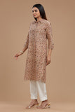 HANDBLOCK KALAMKARI WOMEN KURTA WITH COLLAR