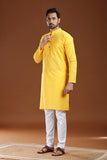 YELLOW LINEN COTTON LONG KURTA
