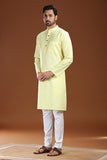 YELLOW LINEN COTTON LONG KURTA