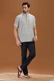 WHITE DOBBY COTTON SHORT KURTA HALF SLEEVES