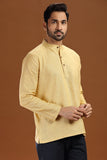 BEIGE LINEN COTTON FULL SLEEVES SHORT KURTA