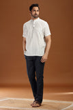 WHITE DOBBY COTTON SHORT KURTA HALF SLEEVES
