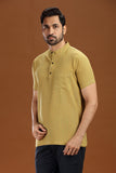 MUSTURD DOBBY COTTON SHORT KURTA HALF SLEEVES