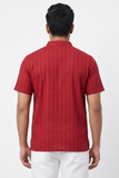 MAROON SELF STRIPES COTTON SHORT KURTA HALF SLEEVES