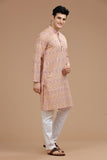 BROWN IKAT FINE COUNT COTTON LONG KURTA