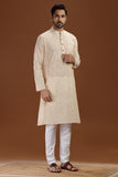BEIGE COTTON DOBBY LONG KURTA