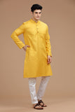 YELLOW LUSTRE COTTON LONG KURTA