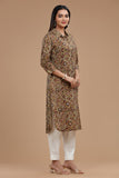 HANDBLOCK KALAMKARI WOMEN KURTA WITH COLLAR