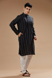 BLACK COTTON DOBBY LONG KURTA