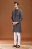 GREY COTTON DOBBY LONG KURTA