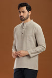 GREY DOBBY COTTON SHORT KURTA FULL SLEEVES