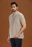 GREY DOBBY COTTON SHORT KURTA HALF SLEEVES
