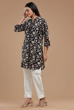 BLOCKPRINT COTTON KURTI WITH ROLL UP SLEEVES