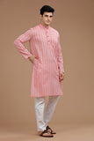 PINK COTTON DOBBY LONG KURTA