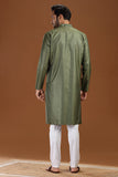 GREEN VISCOSE SILK LONG KURTA