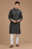 GREY COTTON SLUB LONG KURTA