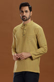 MUSTURD DOBBY COTTON SHORT KURTA FULL SLEEVES