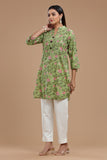 BLOCKPRINT COTTON KURTI WITH ROLL UP SLEEVES