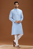 BLUE LINEN COTTON LONG KURTA