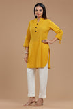 SLUB COTTON KURTI WITH ROLL UP SLEEVES