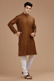 BROWN LUSTRE COTTON LONG KURTA