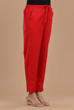 RED COTTON SLUB PANTS