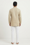 BEIGE TEXTURED SOFT COTTON SHORT KURTA FULL SLEEVES