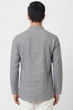 GREY TEXTURED SOFT COTTON SHORT KURTA FULL SLEEVES