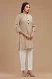 SLUB COTTON KURTI WITH ROLL UP SLEEVES