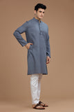 GREY COTTON DOBBY LONG KURTA