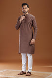 BROWN LINEN COTTON LONG KURTA