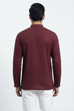 MAROON SELF TEXTURED COTTON SHORT KURTA FULL SLEEVES
