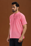 PINK LINEN COTTON HALF SLEEVES SHORT KURTA