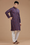 PURPLE COTTON DOBBY LONG KURTA