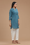 SLUB COTTON KURTI WITH ROLL UP SLEEVES