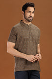 GREY PRINTED COTTON SHORT KURTA HALF SLEEVES