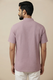 LAVENDER TEXTURED COTTON SHORT KURTA HALF SLEEVES
