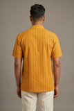 MUSTARD DOBBY COTTON SHORT KURTA HALF SLEEVES