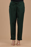 GREEN COTTON SLUB PANTS