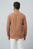 PEACH TEXTURED SOFT COTTON SHORT KURTA FULL SLEEVES