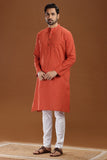 RUST COTTON DOBBY LONG KURTA