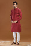 MAROON COTTON DOBBY LONG KURTA