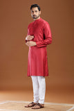 MAROON VISCOSE SILK LONG KURTA