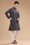 GREY COTTON DOBBY LONG KURTA