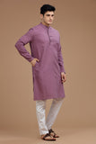 PURPLE COTTON DOBBY LONG KURTA