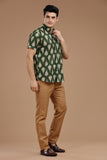 GREEN BLOCKPRINT SHIRT HALF SLEEVES SHIRT